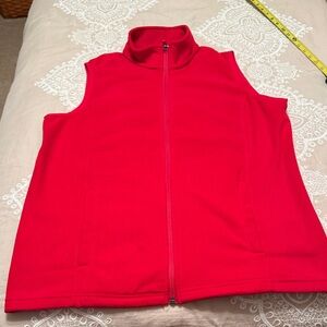 Lands' End Fleece Bright Red Zip-Up Vest